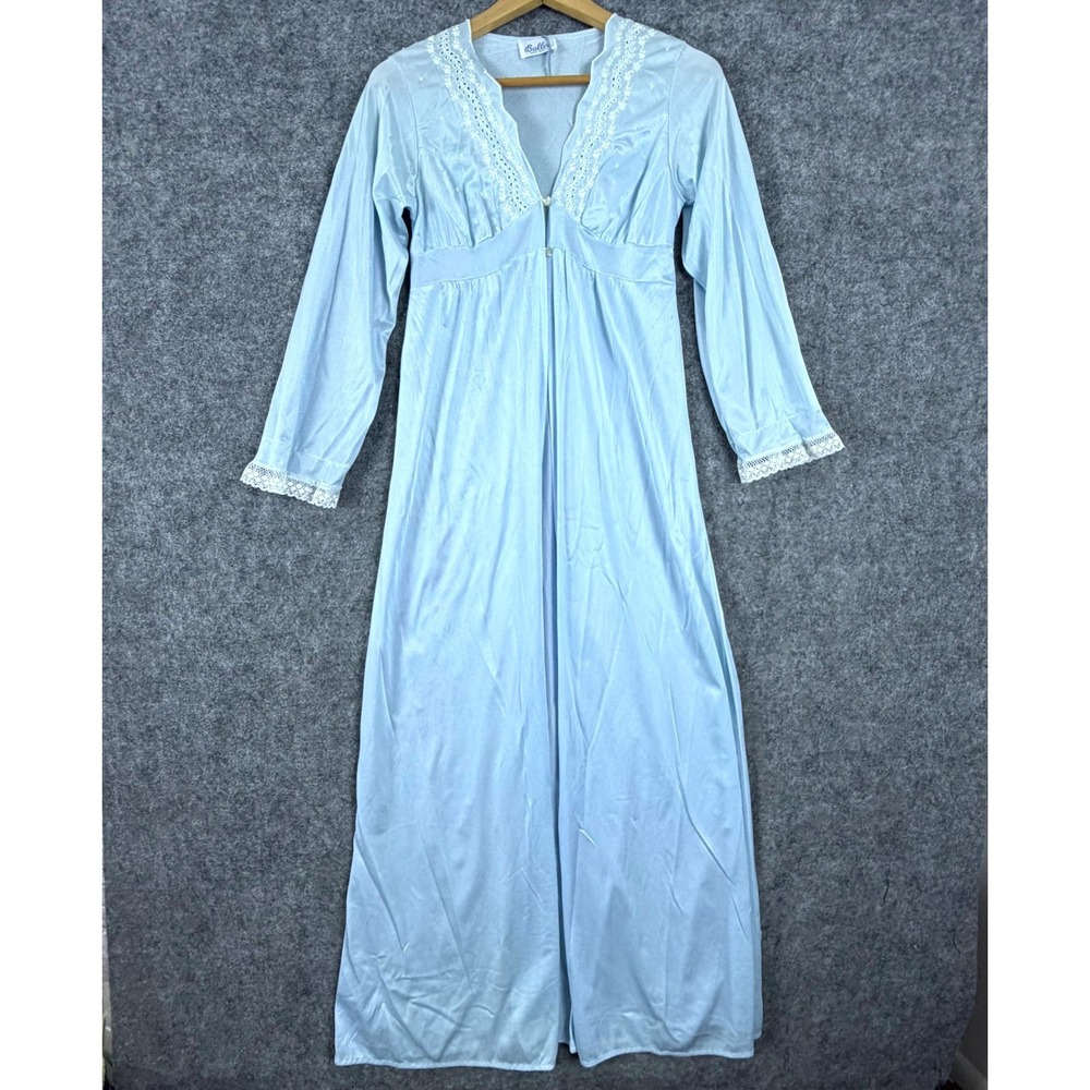 Vintage Ballet New York Peignoir Robe Women Blue Lace Babydoll Elegant Sleepwear